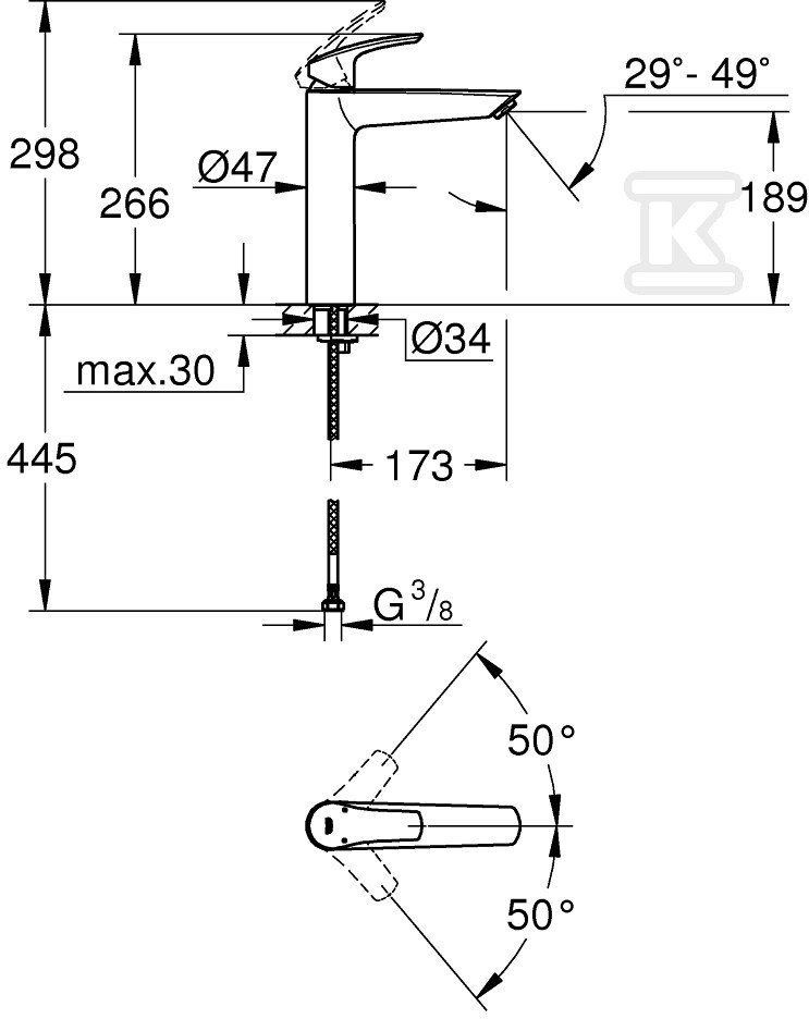 Grohe Eurosmart umyvadlová jednopáková - 23971003