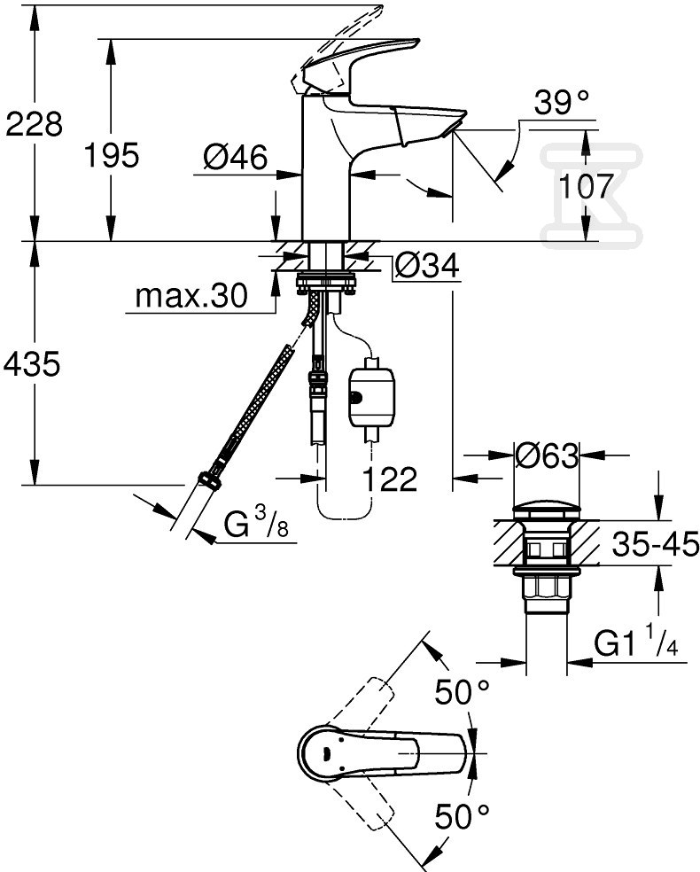 Bateria umywalkowa Grohe Eurosmart - 23976003