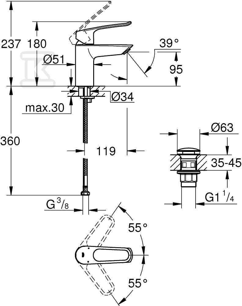 Bateria umywalkowa Grohe Eurosmart - 23980003