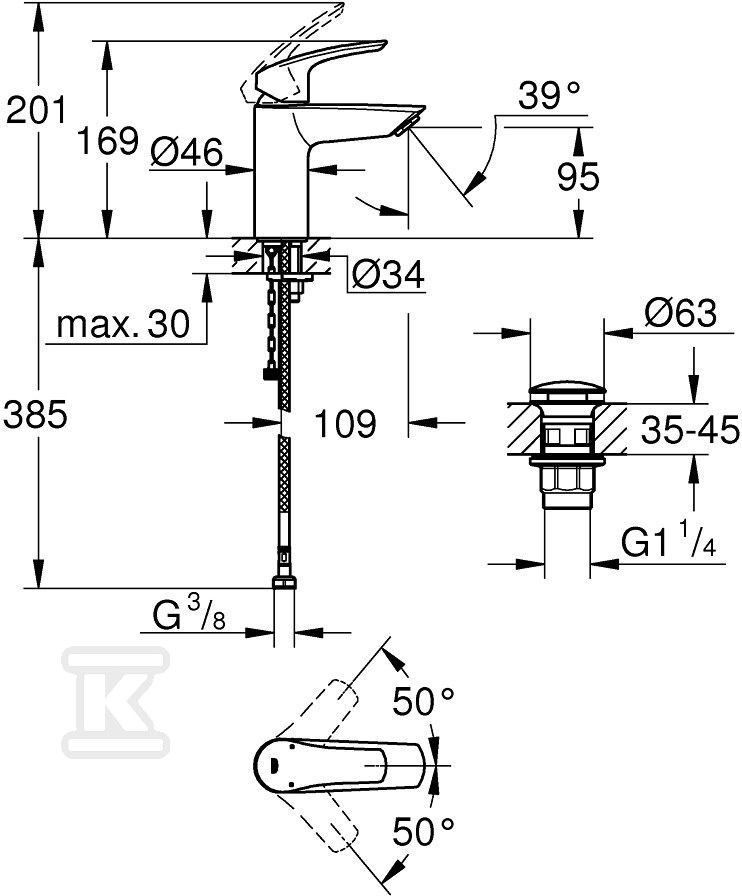 Bateria umywalkowa Grohe Eurosmart - 23988003