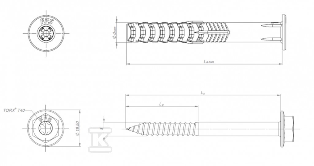 FFS Polyamide frame plug with short - R-FFS-N-10K050