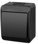 1-way, surface-mounted, two-way switch, IP44, black, HERMES