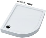 Brodzik akrylowy "Comeptia" z zintegrowanym nośnikiem Stabilsound Plus z przeciągniętym panelem do podłogi 120x85x14 cm R55 asymetryczny prawy