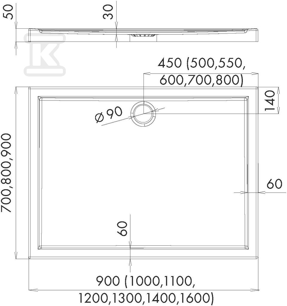 Brodzik akrylowy "Caspar" Standard Plus - 3.269