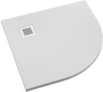 Brodzik kompozytowy "Kalait" Stabilsound Plus Smooth White 90x90x3,5 cm R55 półokrągły z maskownicą M2