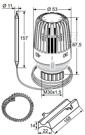 K thermostatic head with high - 6402-00.500