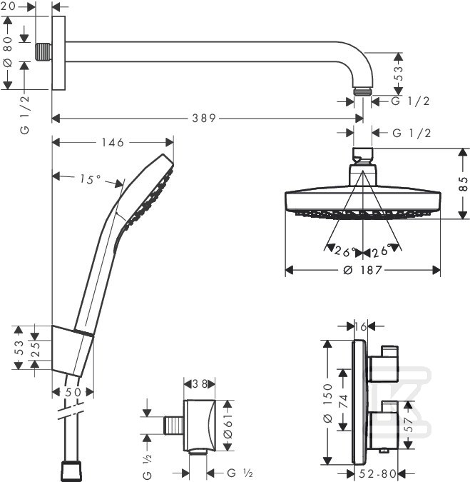 Croma Select S Concealed shower set - 27295000