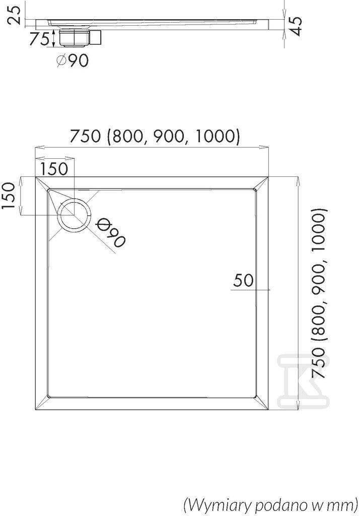 3.2331 Acrylic shower tray Standard - 3.2331