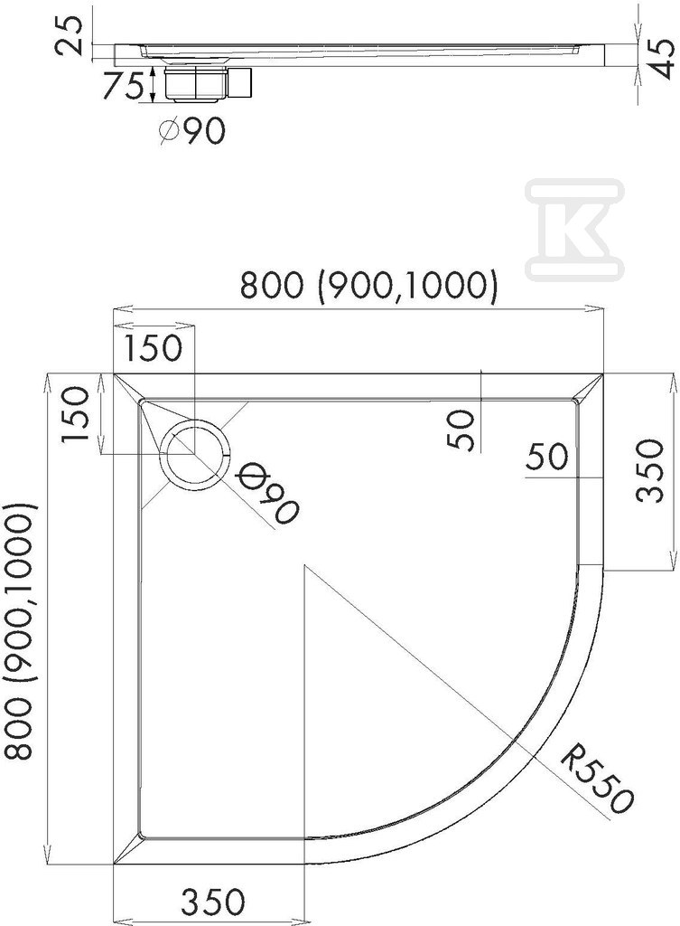 Brodzik akrylowy "Caspar New" Standard - 3.2363