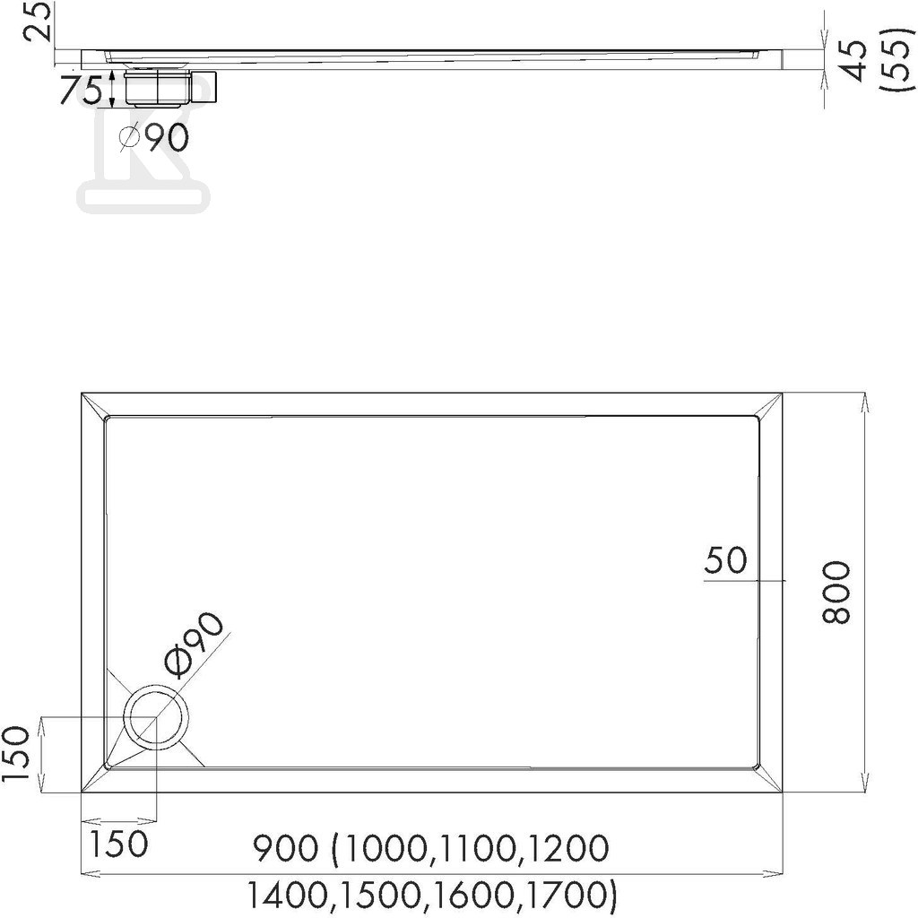 Brodzik akrylowy "Caspar New" Standard - 3.2340