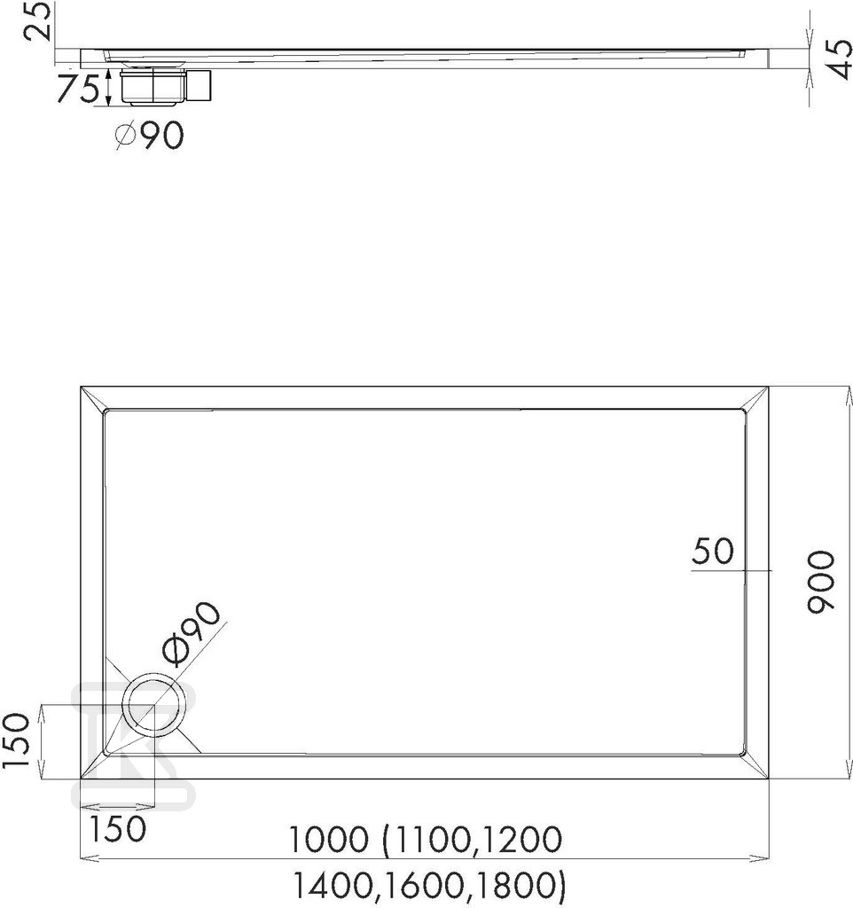 Brodzik akrylowy "Caspar New" Standard - 3.2351