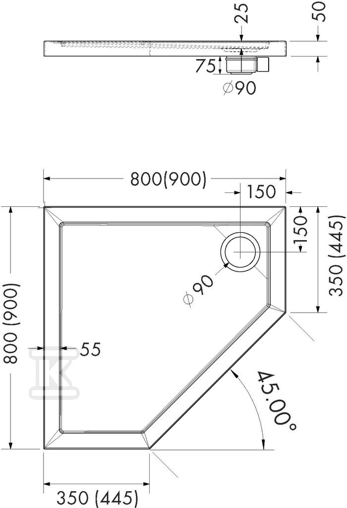 3.2398/CT/ST Acrylic shower tray - 3.2398/CT/ST