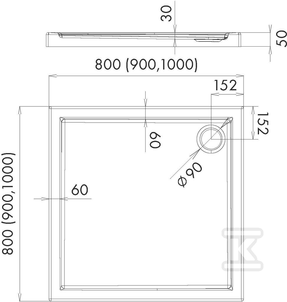 3.262 Acrylic shower tray Standard - 3.262