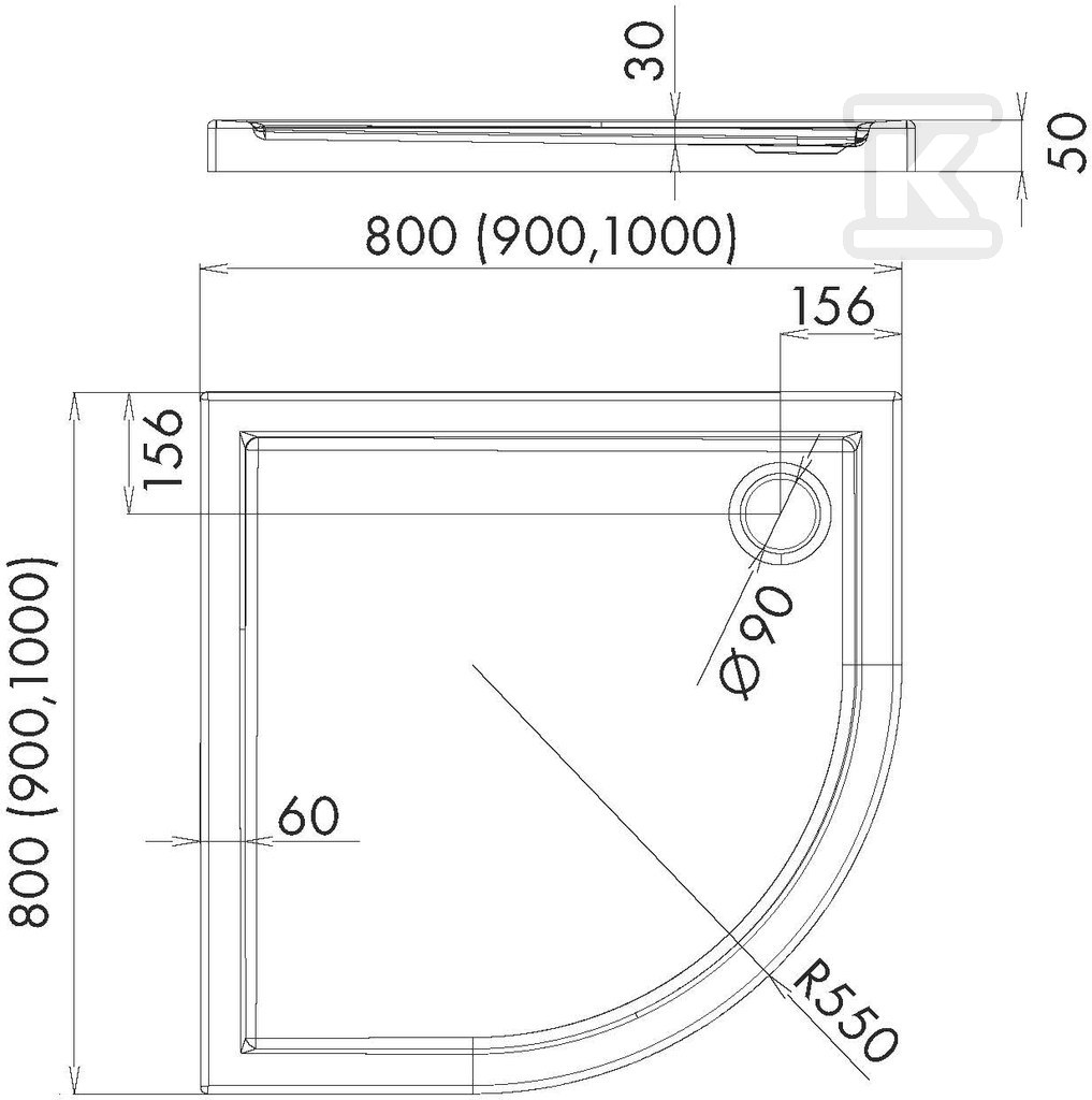 3.265 Standard acrylic shower tray - 3.265