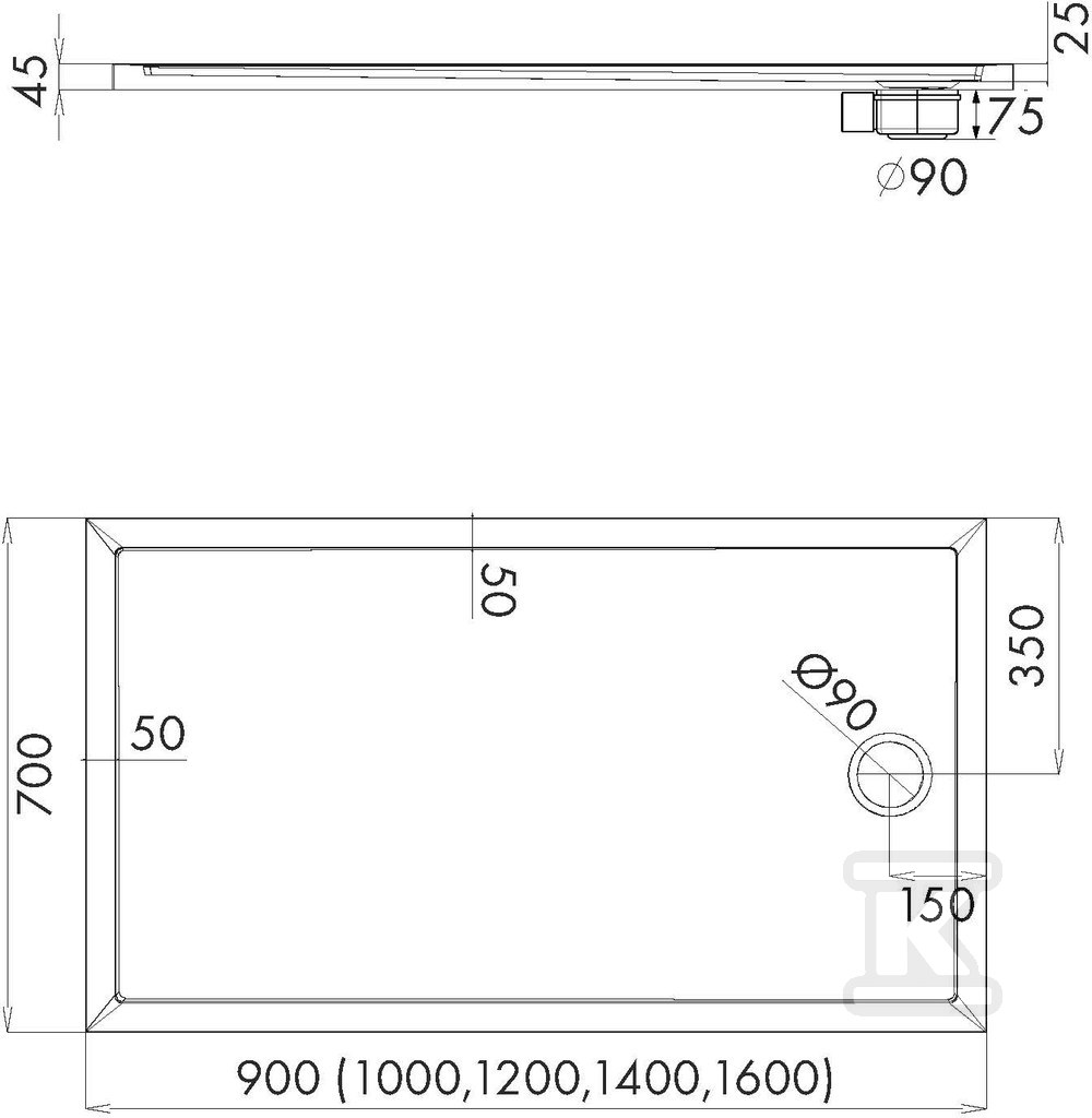 Brodzik akrylowy "Caspar New" Standard - 3.2868