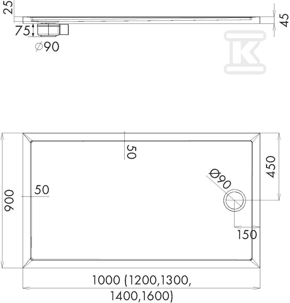 Brodzik akrylowy "Caspar New" Standard - 3.2851