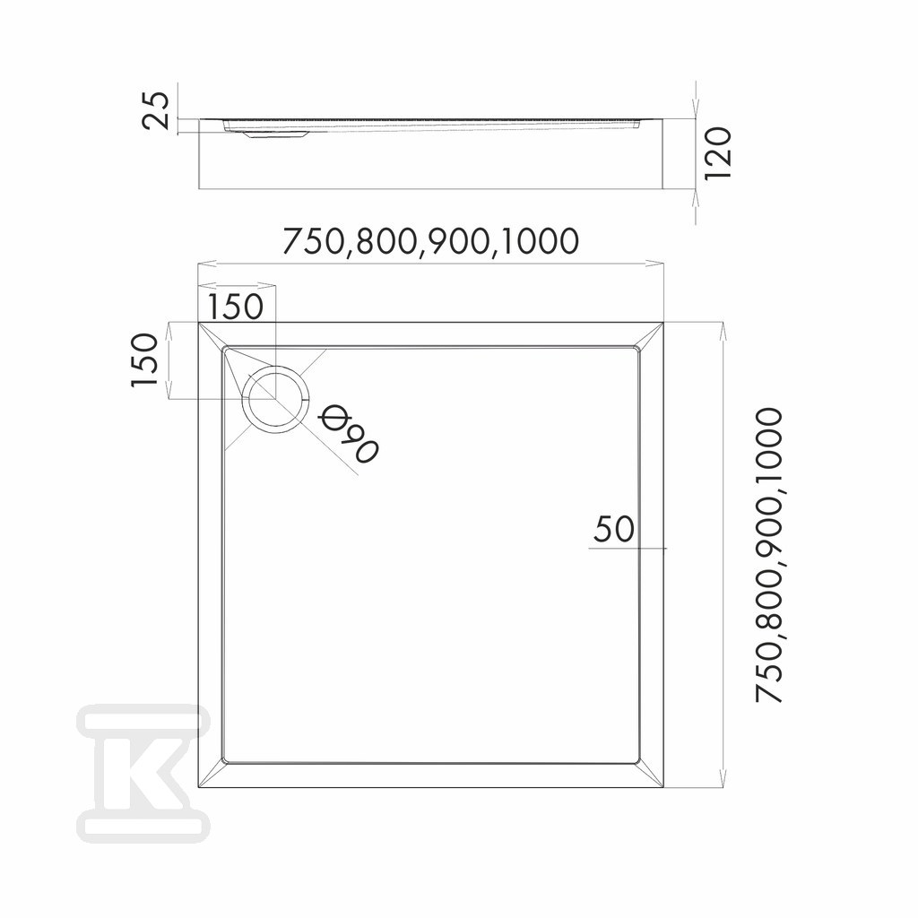 3.4631/C/ST Acrylic shower tray with - 3.4631/C/ST