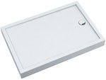 3.4836 Acrylic shower tray with integrated Stabilsound® support with dragged panel to the floor 80x100x12 cm "Competia New", rectangular outlet on the short side