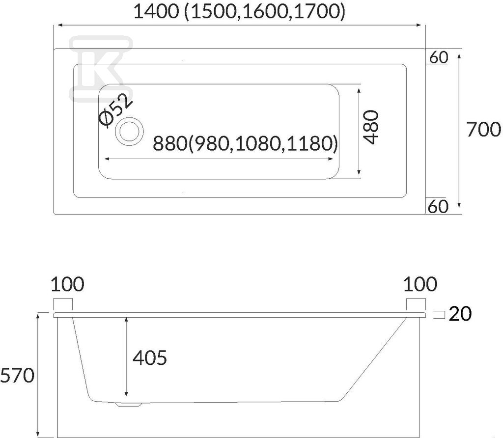 3.530/OULED/S Standard acrylic bathtub - 3.530/OULED/S