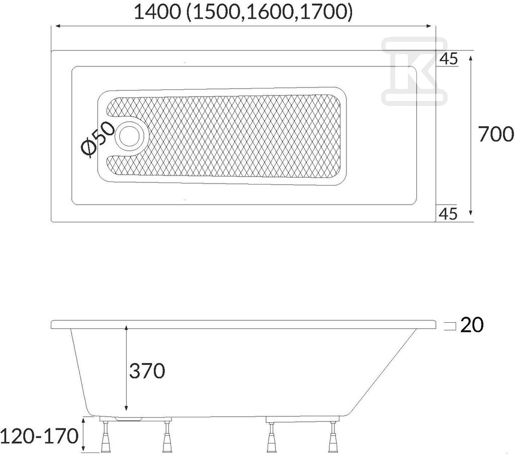 3.552/S Standard acrylic bathtub - 3.552/S