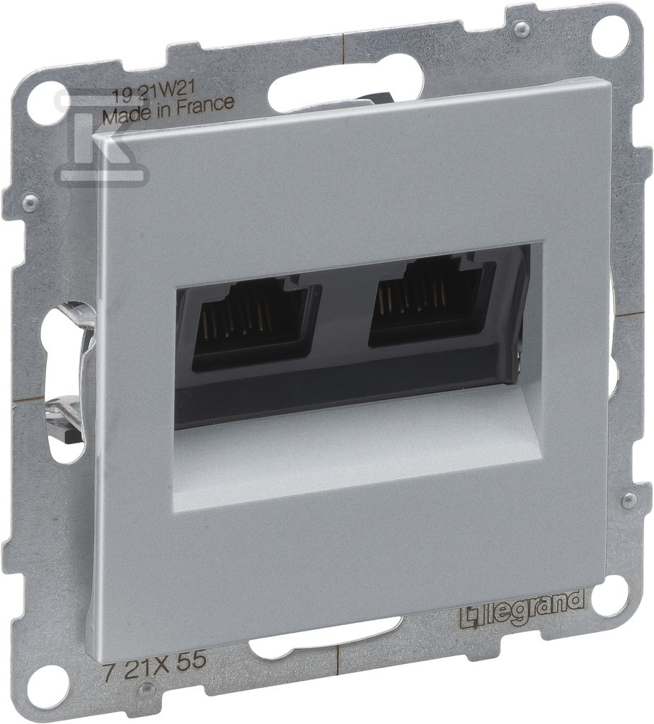 Розетка 2XRJ45/kat 6A UTP, АЛЮМІНІЙ - 721355