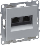 Розетка 2XRJ45/kat 6A UTP, АЛЮМІНІЙ SUNO