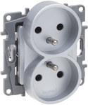 Gniazdo 2 X 2P+Z Do Ramek Wielokrotnych (Z Przesłoną, Zaciski Śrubowe) Aluminium, Niloe Selection