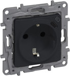 Gniazdo 2P+Z Płaskie 16 A - 250 V~ + Usb Typ C W Plakietce (Z Przesłoną, Zaciski Automatyczne) Antracyt, Niloe Selection