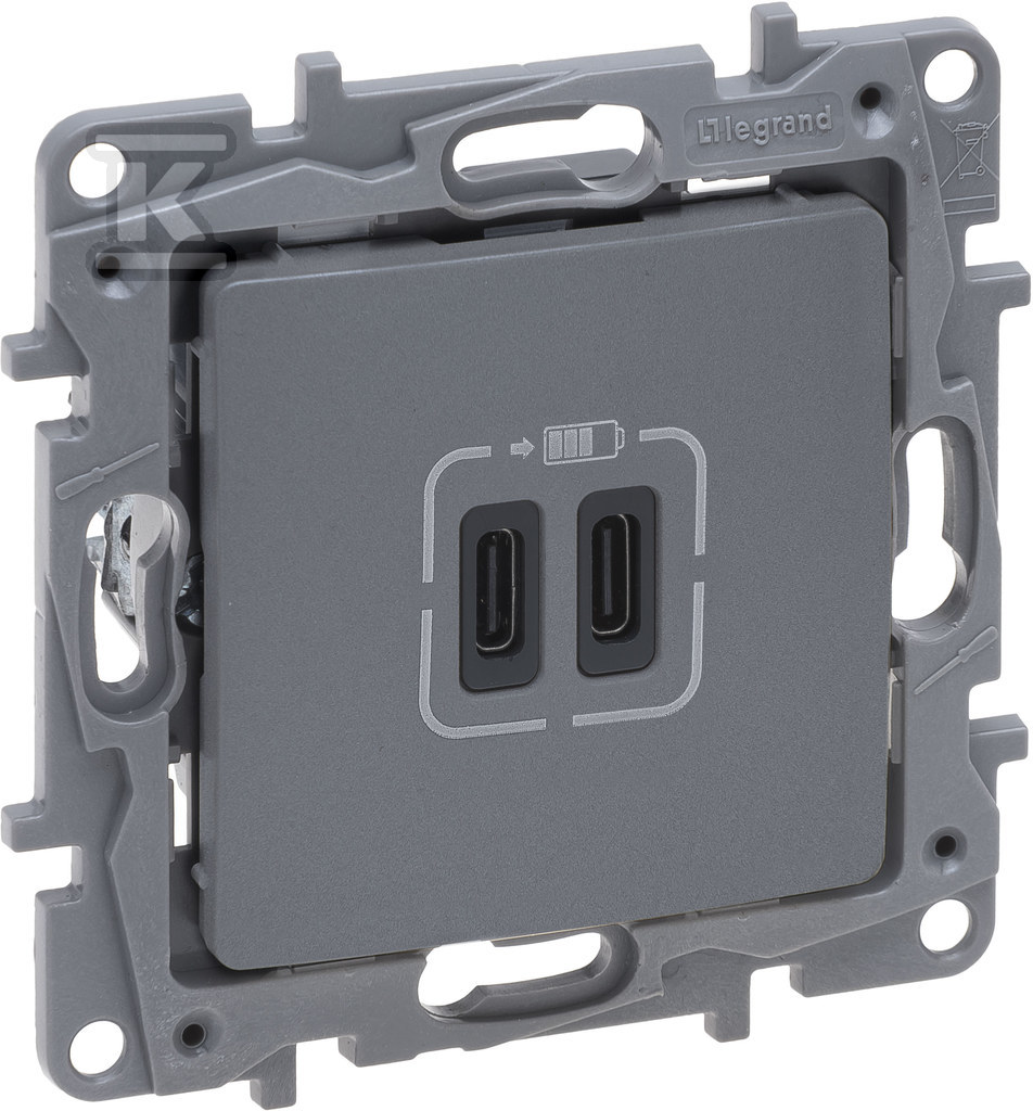Gniazdo 2 X Usb Typ C+C - 3 A Stal, - 762395