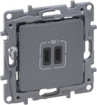 Gniazdo 2 X Usb Typ C+C - 3 A Stal, Niloe Selection