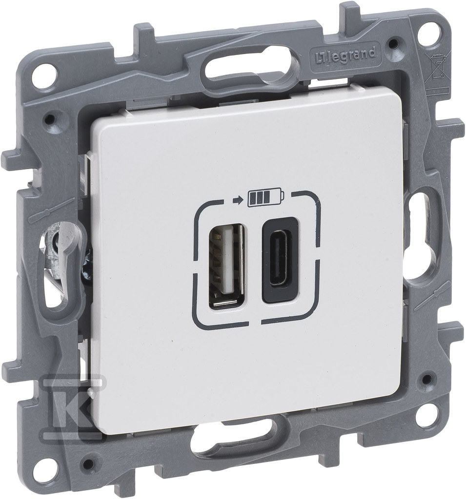 Gniazdo 2 X Usb Typ A+C - 3 A Perła, - 762497