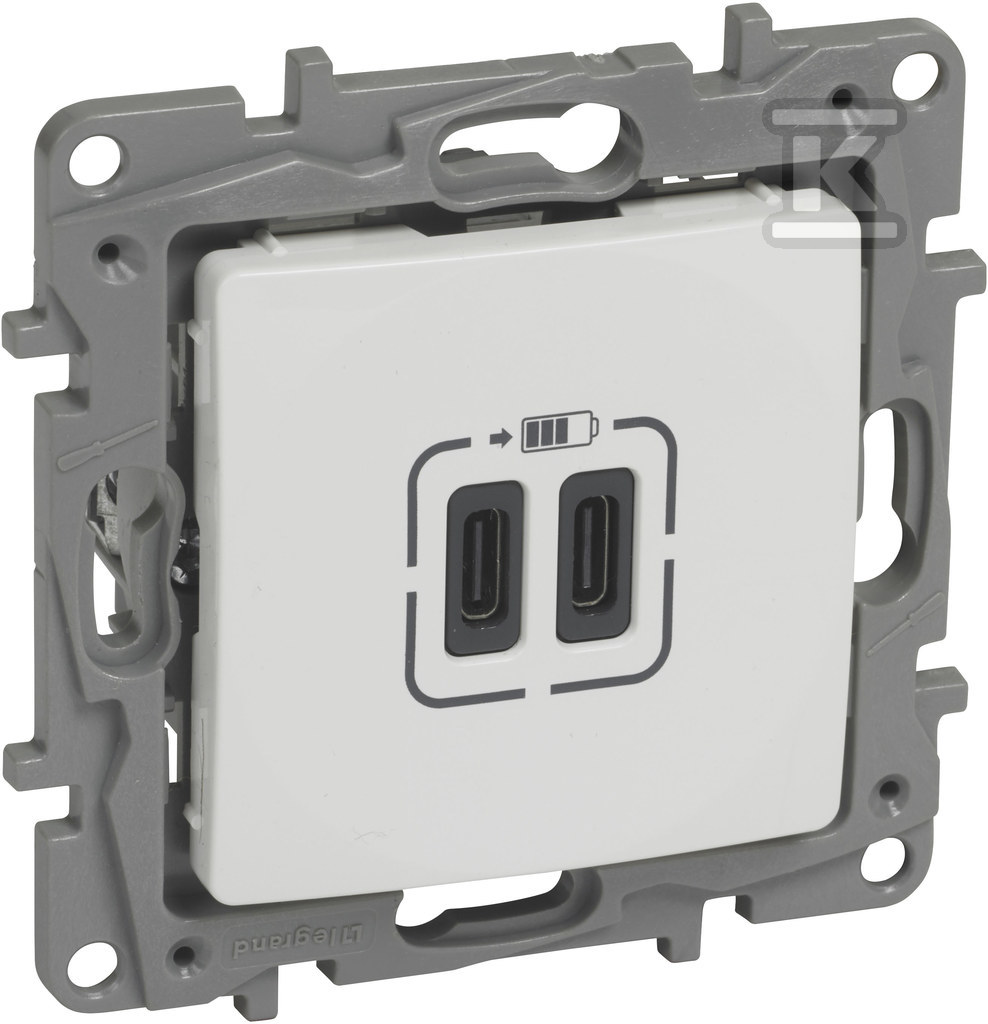 Gniazdo 2 X Usb Typ C+C - 3 A Białe, - 764595