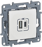 Gniazdo 2 X Usb Typ A+C - 3 A Białe, Niloe Selection