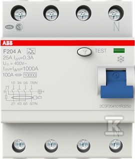 Wyłącznik różnicowo-prądowy, 4P, A, - 2CSF204101R3250