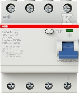 Wyłącznik różnicowo-prądowy, 4P, A, - 2CSF204101R3630