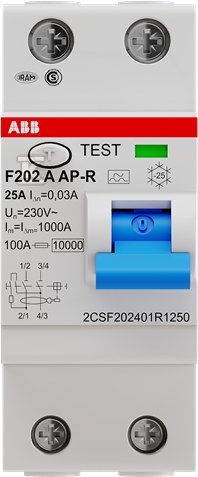 Wyłącznik różnicowo-prądowy, 2P, A, - 2CSF202401R1250