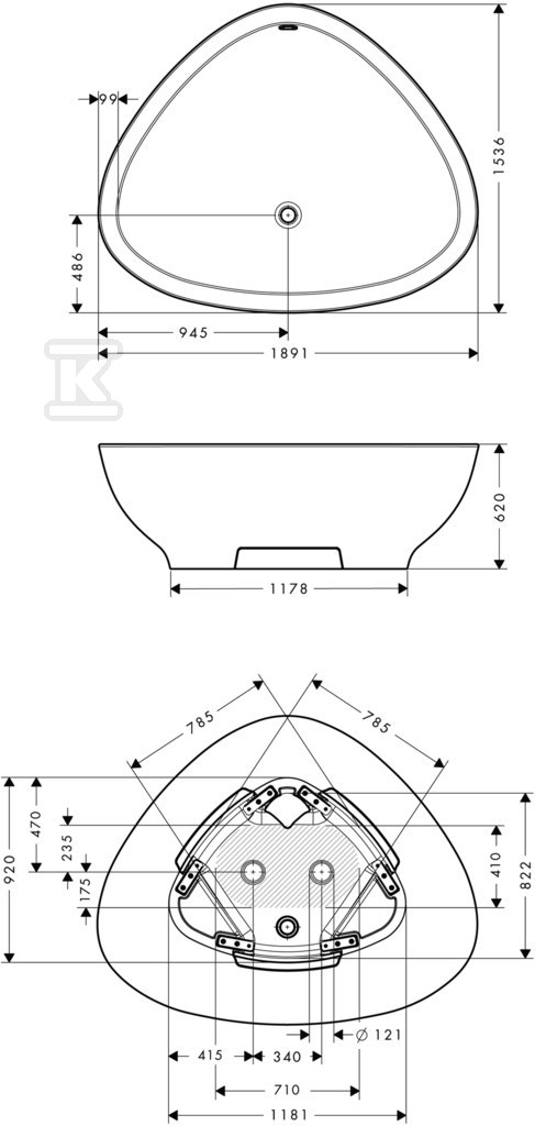 Wanna Hansgrohe Axor Massaud 1900 mm, - 18950000