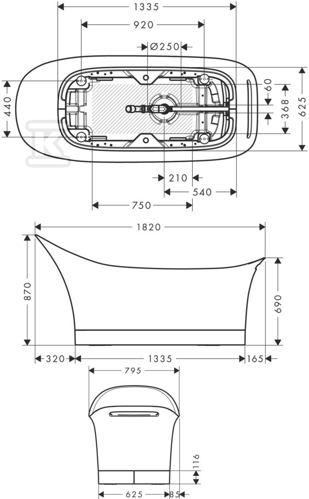 Hansgrohe AXOR Urquiola Bathtub 1800 - 11440000