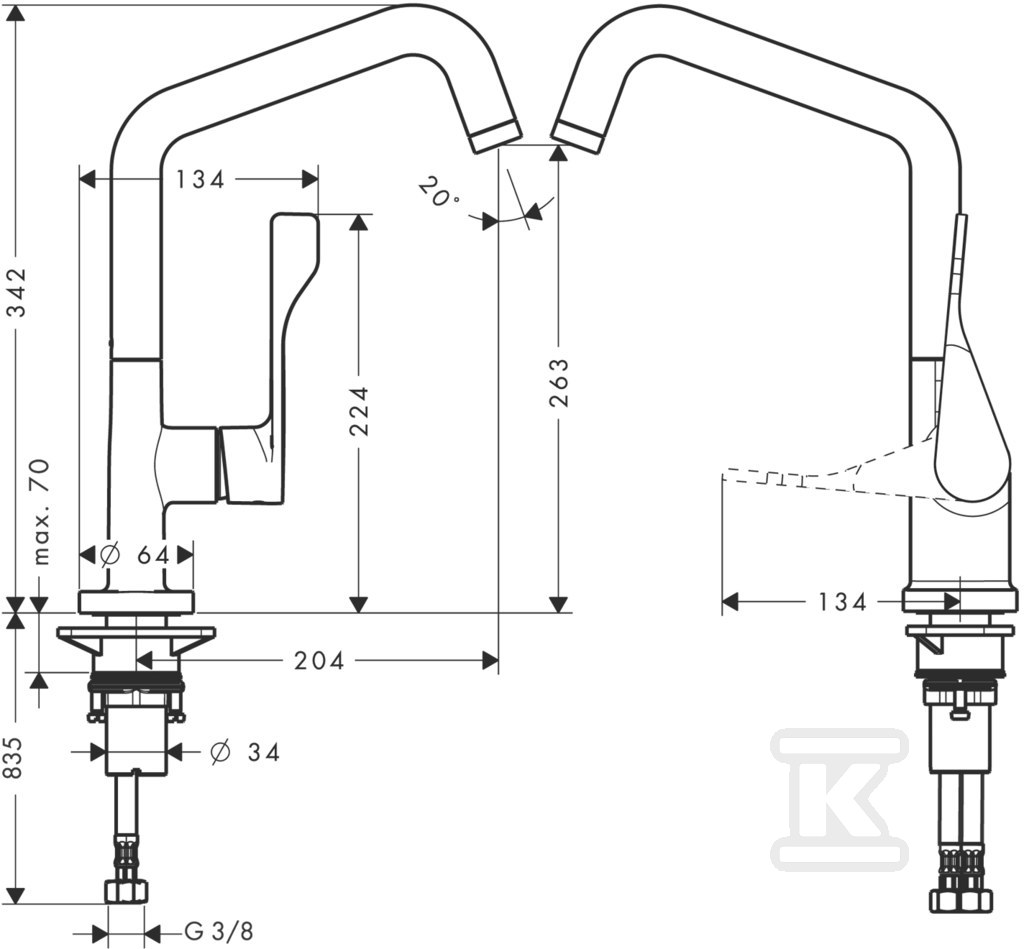 Bateria zlewozmywakowa Hansgrohe Axor - 39850000