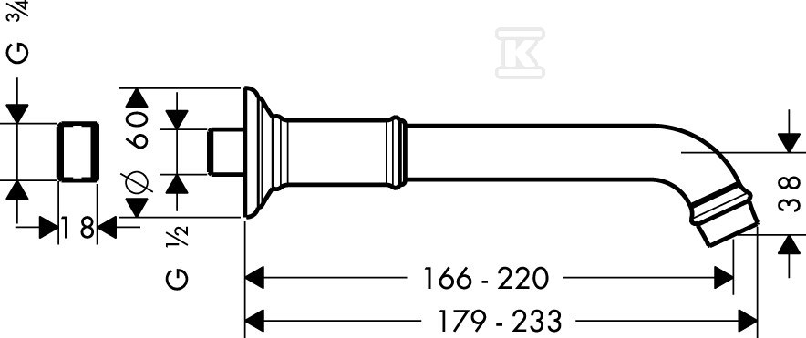 Wylewka wannowa Hansgrohe Axor Montreux - 16541000