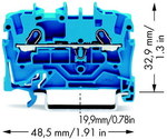 2-Draht 1,5 mm Durchführungsverbinder für Ex e II und Ex-Anwendungen und Beschreibung seitlich und mittig für TS-Schiene 35 x 15 und 35 x 7,5 Push-in CAGE CLAMP 1,50 mm blau