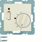 Regulator temperatury pomieszczenia ze stykiem zwiernym, elementem centralnym, łącznikiem i diodą, krem, B.KWADRAT