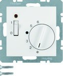 Regulator temperatury pomieszczenia 24 V ze stykiem zwiernym, elementem centralnym, łącznikiem i diodą, biały, B.KWADRAT