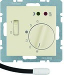 Regulator temperatury podłogowy ze stykiem zwiernym, elementem centralnym, LED, krem, B.KWADRAT