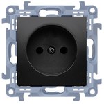 Single socket without grounding (module) 16A, 250V~, screw terminals, black mat, SIMON10