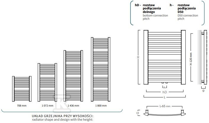 Radiator suport prosoape RETTO 540X708, - RET-50/70C12