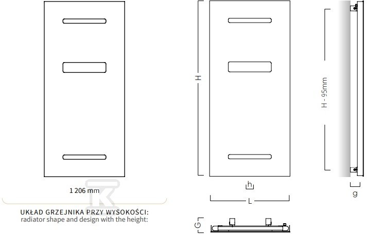Радіатор декоративний SISI 551x1206, - SIS-50/120E34L04