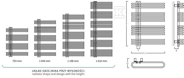 Grzejnik drabinkowy ASTRO 500X1610 - AST-50/160C31