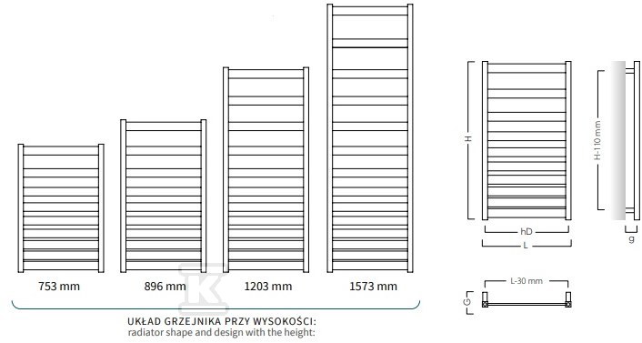 BELTI létraradiátor 500X1203, 459W, - BEL-50/120