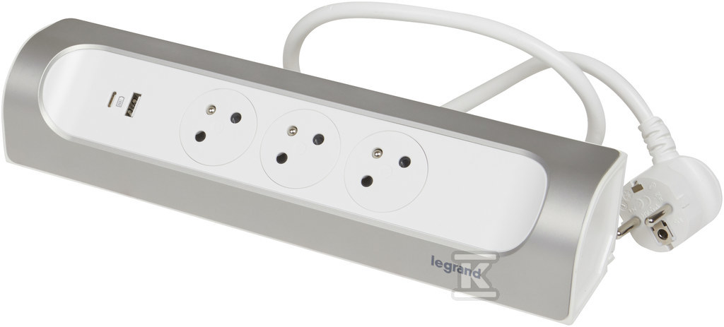 Przedłużacz narożny 3x2P+Z, USB A+C, z - 049406